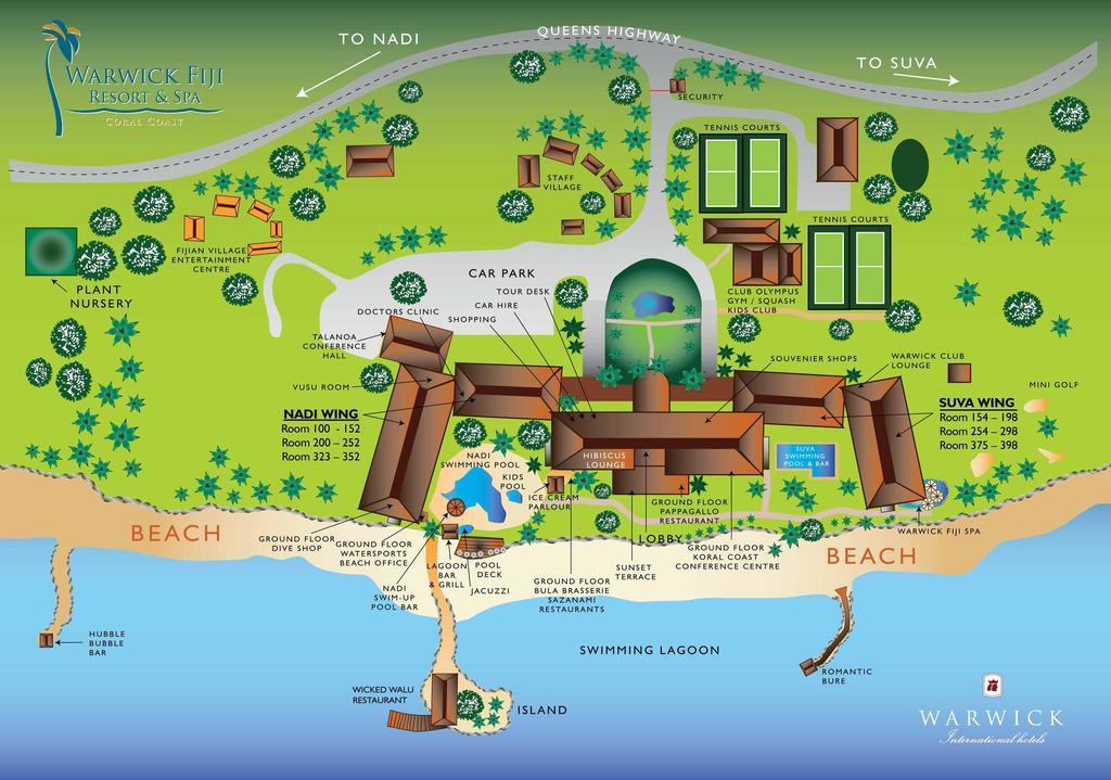 Hotel The Warwick Fiji Korolevu  Zewnętrze zdjęcie Map of the resort